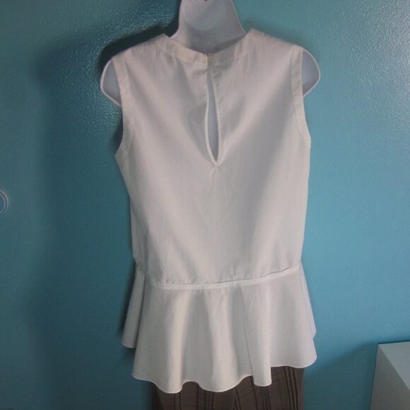 Theory Womens Size S White Cotton Peplum Blouse - Picture 8 of 10